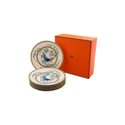 HERMES -"Les Toucans" Six Assiettes de Table