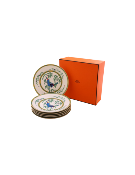 HERMES - “Les Toucans” Six Dinner Plates