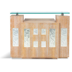 Bar d 'appartement formé de panneaux décoratifs  LALIQUE et chêne cérusé