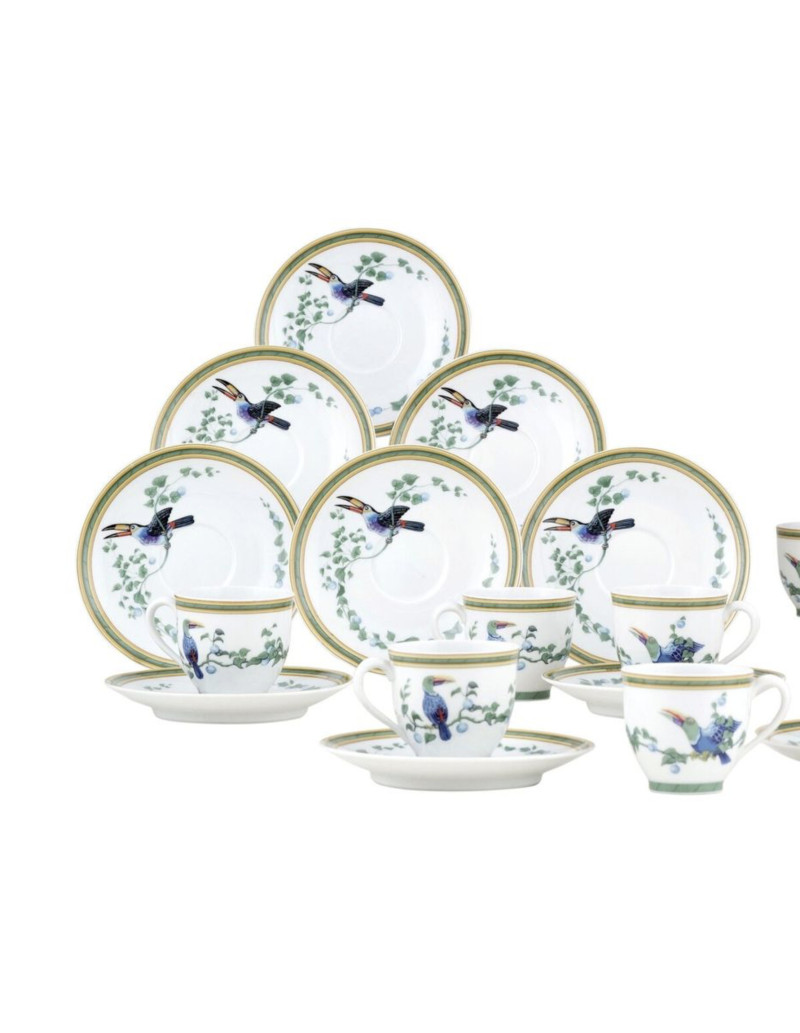 HERMÈS “LES TOUCANS” Six coffee cups
