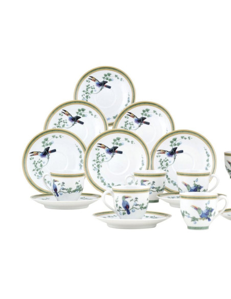 HERMÈS "LES TOUCANS" Six tasses à café
