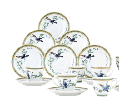 HERMÈS “LES TOUCANS” Six coffee cups