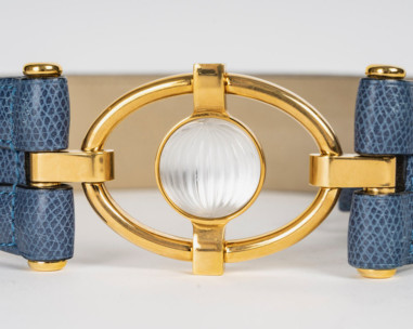 LALIQUE : Ceinture cuir et cristal
