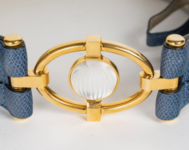 LALIQUE: Leather and crystal belt