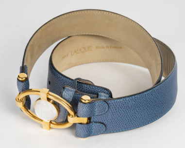 LALIQUE: Leather and crystal belt