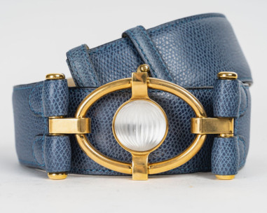 LALIQUE: Leather and crystal belt