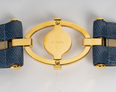 LALIQUE : Ceinture cuir et cristal