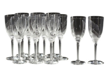 Marc Lalique : Douze flûtes à champagne "Ange" en Cristal
