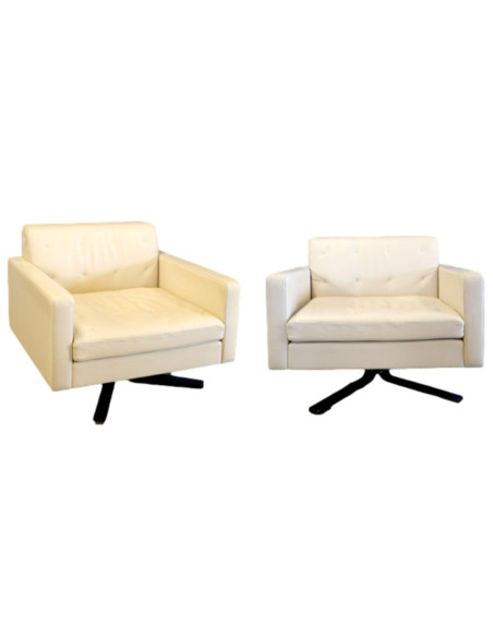 Jean-Marie Massaud pour Poltrona Frau Modèle Ferrari Kennedee Paire de fauteuils cuir