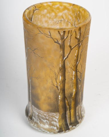Daum Nancy :vase "arbres sous la neige "