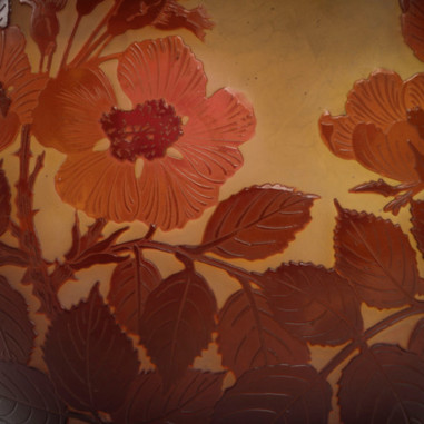 E Gallé Red and yellow glass vase