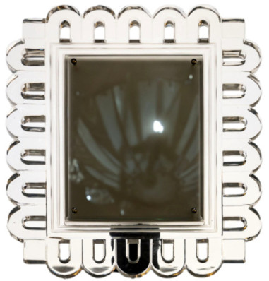 Circa 1950, Lalique crystal, frame decorated with scrolls.