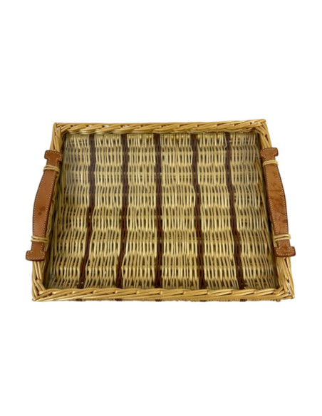 Hermès ,Plateau rectangulaire en osier "Oseraie"
