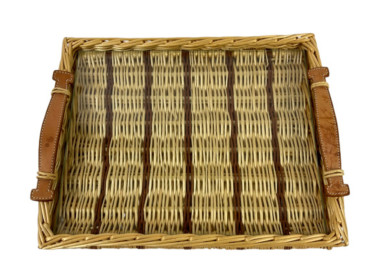 Hermès ,Plateau rectangulaire en osier "Oseraie"