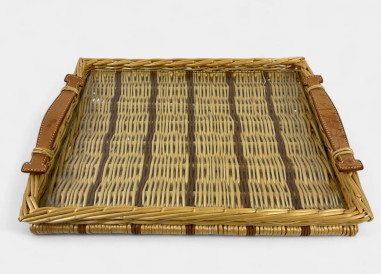 Hermès, Rectangular wicker tray...