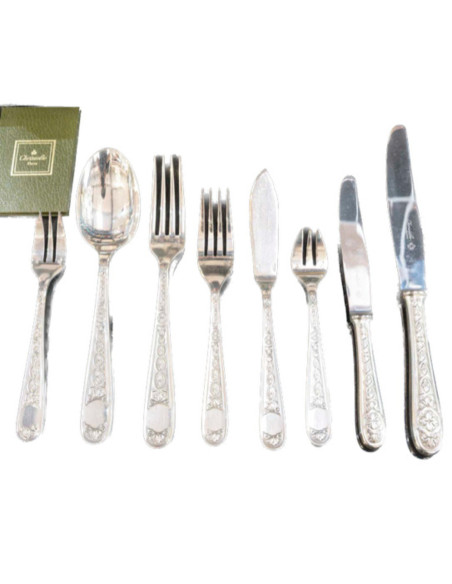 Christofle silver-plated cutlery set, “Villeroy” model, 120 pieces