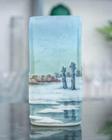 1905-DAUM NANCY “Snow” Landscape Vase