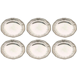 Puiforcat "Elysée", suite de 6 assiettes Argent Massif.