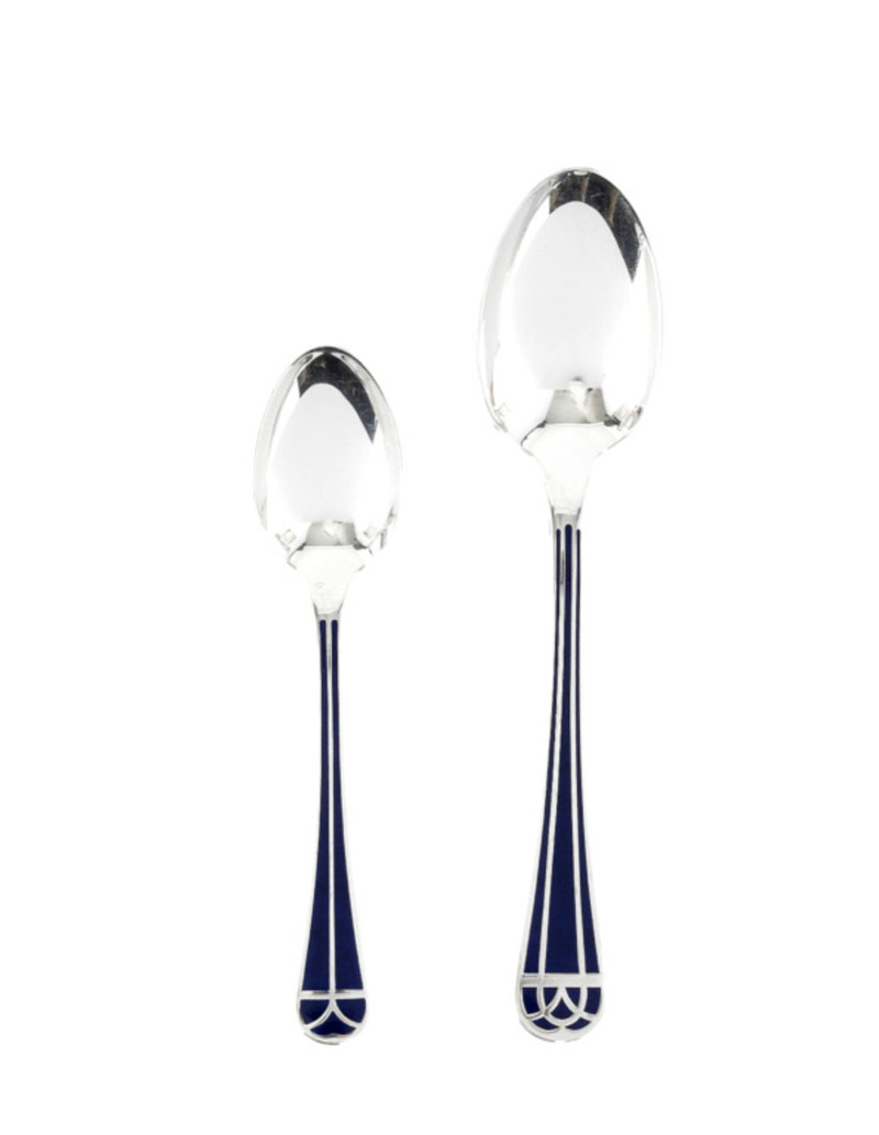 CHRISTOFLE, Ménagère "Talisman laque bleue" 24 pièces