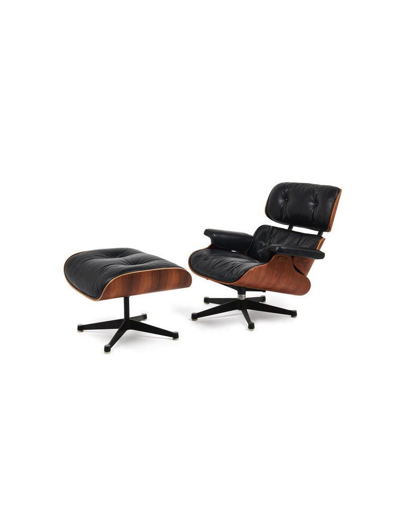 Charles & Ray EAMES, armchair model 670 “Lounge Chair” and its ottoman model 671, Edited by Mobilier International