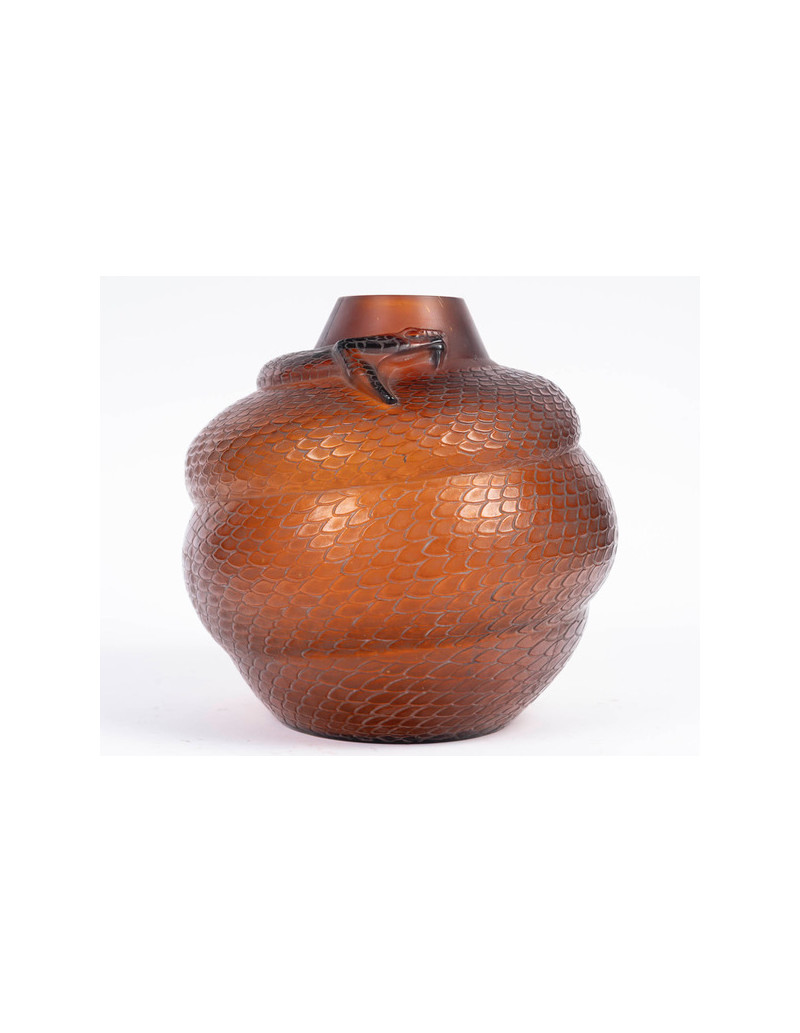 1924 - René Lalique - Vase Serpent teinté ambre