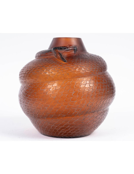 1924 - René Lalique - Vase Serpent teinté ambre