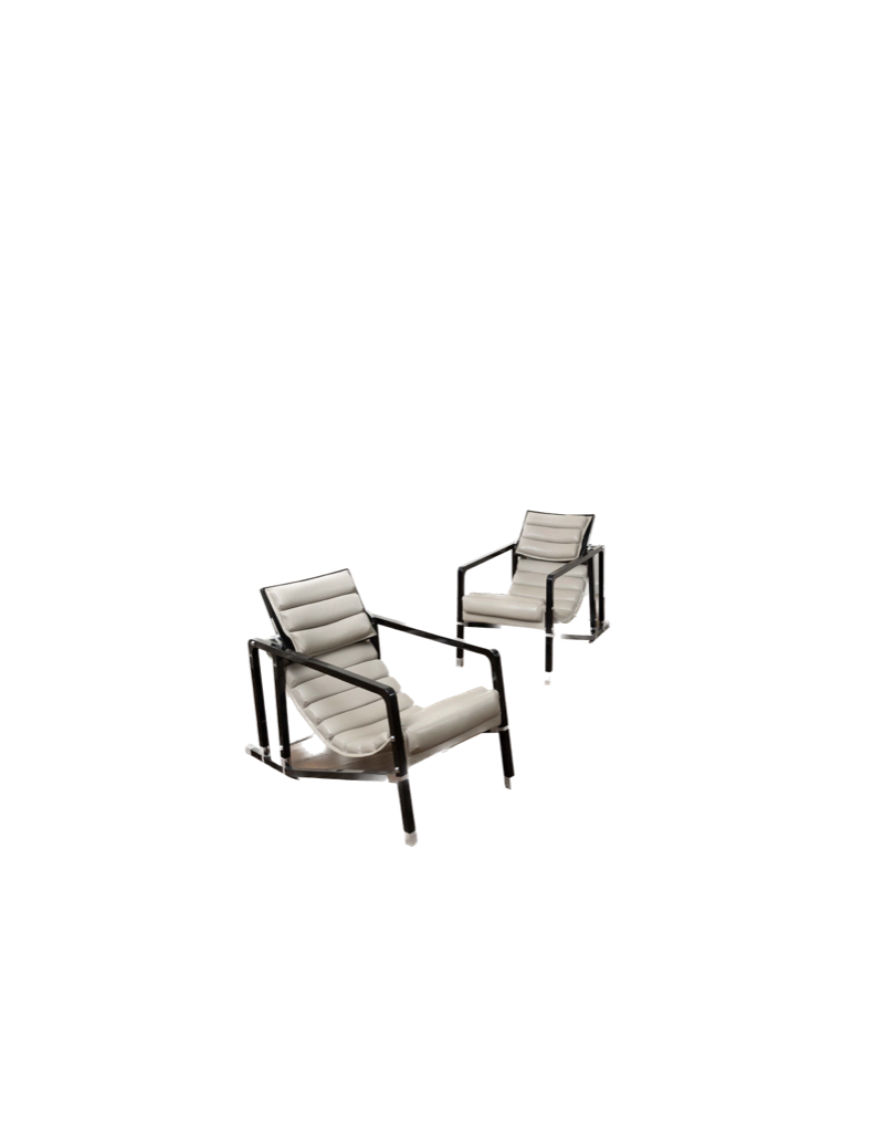 Eileen GRAY & ECART INTERNATIONAL (éditeur)   Paire de fauteuils « Transat », modèle original créé circa 1926
