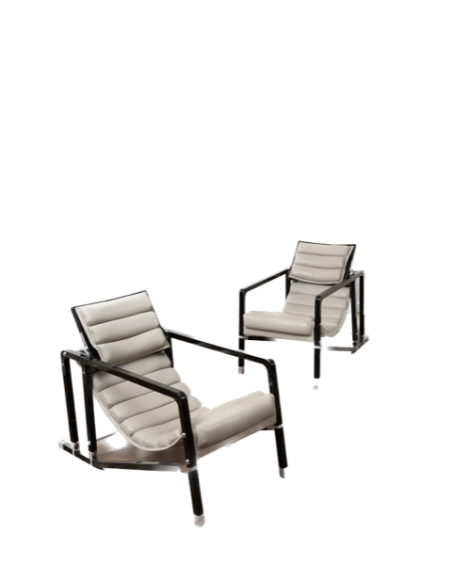 Eileen GRAY & ECART INTERNATIONAL (publisher)   Pair of “Transat” armchairs, original model created circa 1926