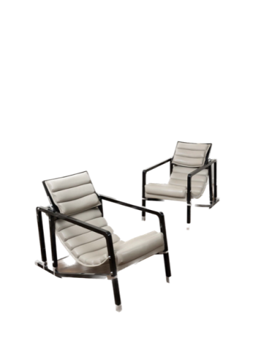 Eileen GRAY & ECART INTERNATIONAL (éditeur)   Paire de fauteuils « Transat », modèle original créé circa 1926