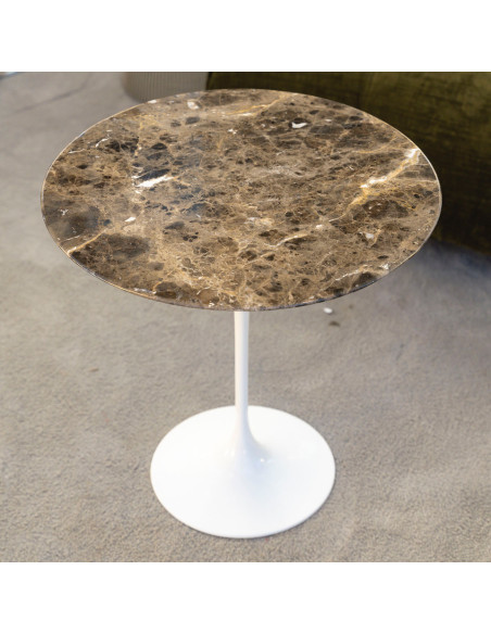 Eero Saarinen & Knoll, 2 “tulip” pedestal tables in “EMPERADOR” marble, 20th century