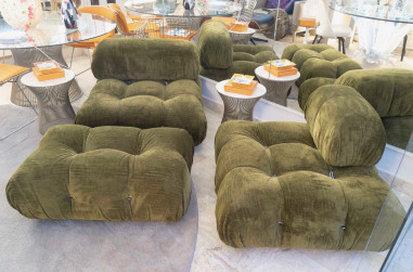B&B iIalia Canapé 3 modules CAMALEONDA angulaire Chenille Enia Vert Olive