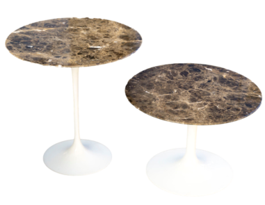 Eero Saarinen & Knoll, 2 guéridons « tulipe » marbre "EMPERADOR", XXth