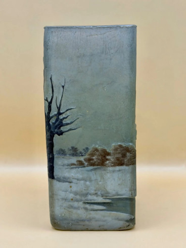 DAUM NANCY square-section vase “Snow...