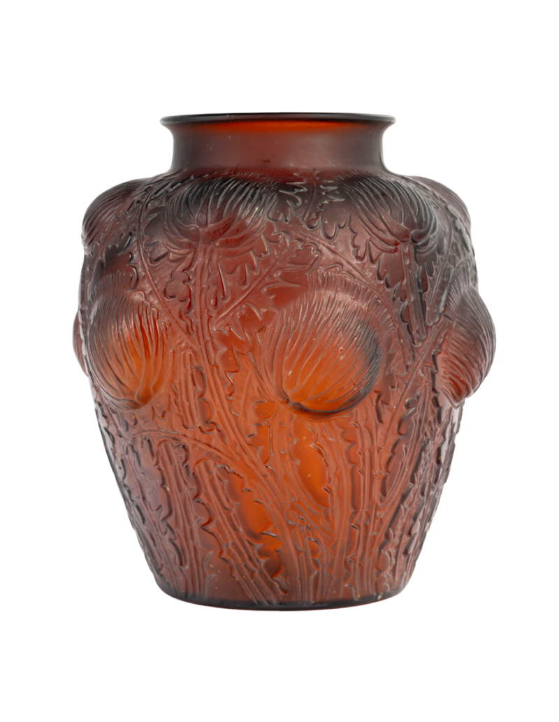 1926 -René Lalique - Vase Domrémy teinté ambre rouge