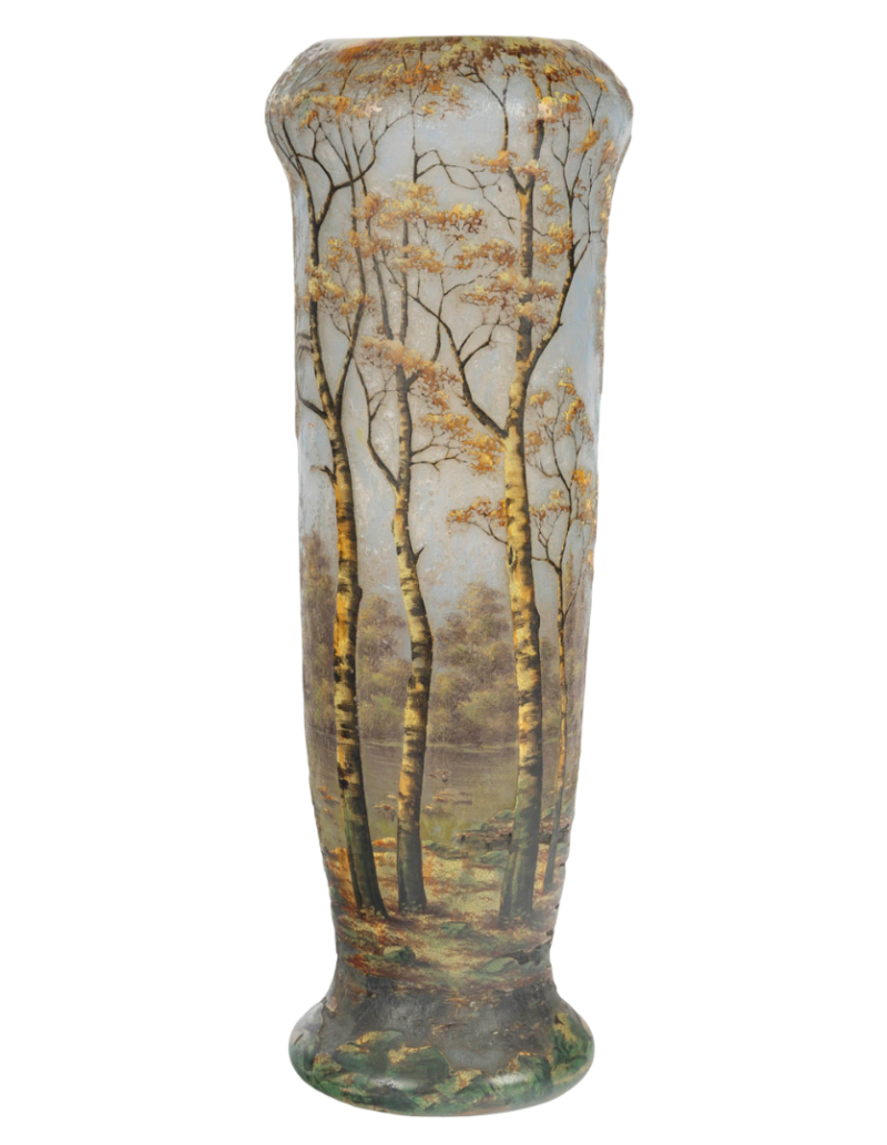 DAUM, Nancy. Vase paysage lacustre arboré