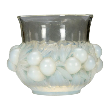 René LALIQUE: Opalescent "Plum" vase.(restoration)