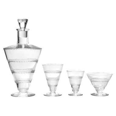 LALIQUE France :  Service de Verres « VOUVRAY » 1932