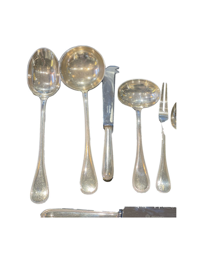 Christofle : Silver metal housewife "Pearls" 66 pieces