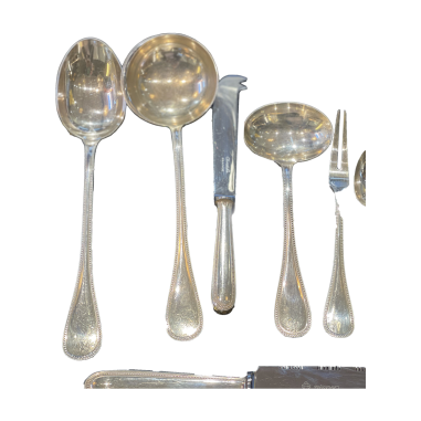 Christofle : Silver metal housewife "Pearls" 66 pieces