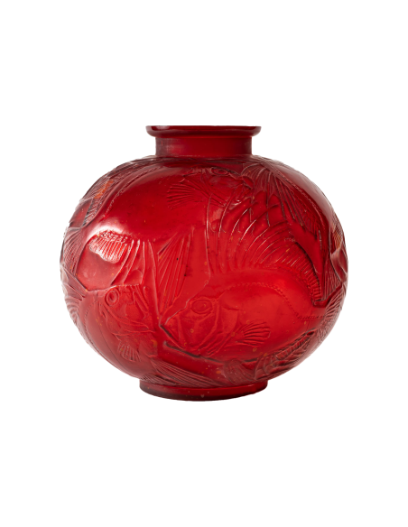 René Lalique: Vase "Fish " of 20th century glass