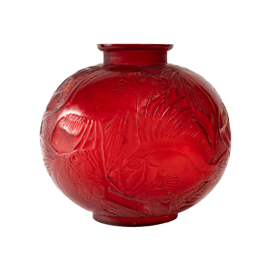 René Lalique: Vase "Fish " of 20th century glass