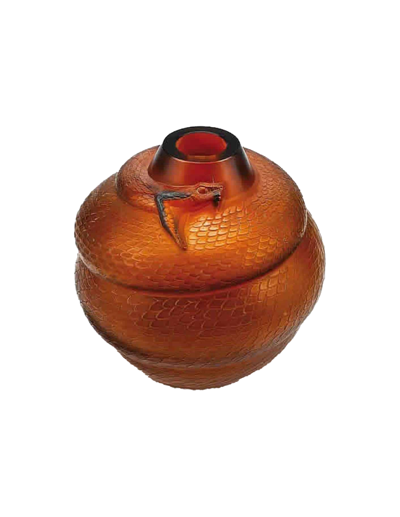 RENE LALIQUE (1860-1945) amber snake vase