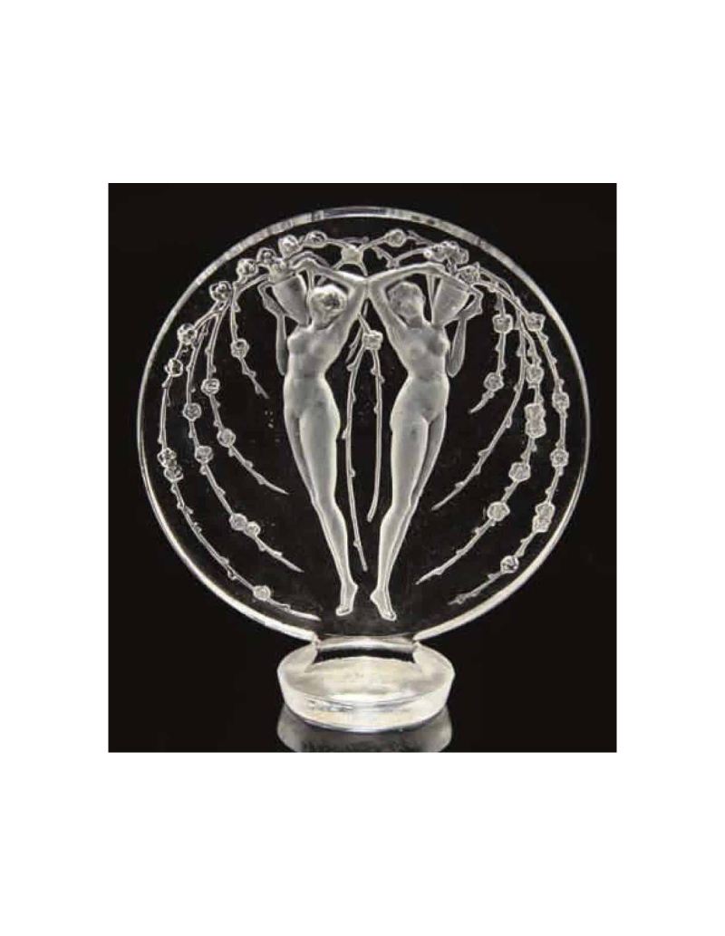 RENE LALIQUE (1860-1945) Cachet 2 figurines et fleurs