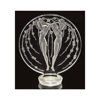 RENE LALIQUE (1860-1945) Cachet 2 figurines et fleurs